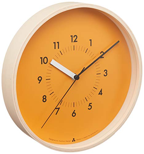 Lemnos Wall Clock SOSO General quartz Clock Natural Wood, Orange AWA13-06OR NEW_3