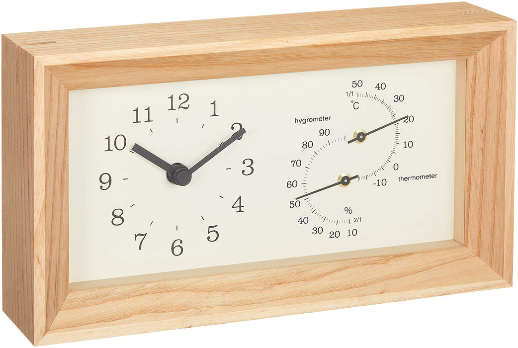 Lemnos FRAME Table Clock Temperature And Humidity Thermometer Natural LC13-14 NT_1