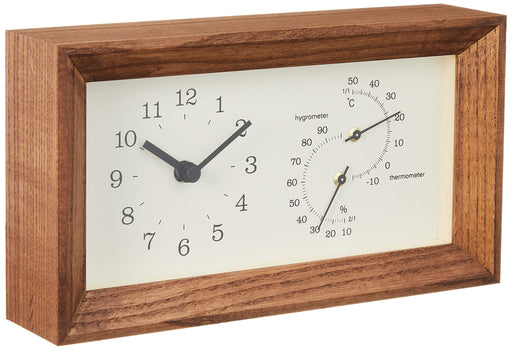 Lemnos FRAME Table Clock Thermo-Hygrometer Brown LC13-14 BW Made in Japan NEW_1