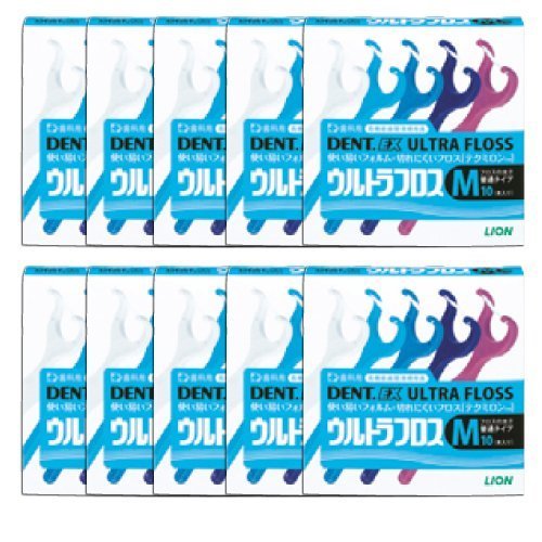Lion Dent. Ex Ultra Floss M 10 Count 10 Pack For general interdental use M10 NEW_1