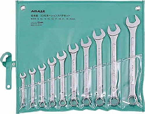 ASAHI ASH Combination Spanner Set of 10 pieces JIS 8-24mm panel type CPS1010 NEW_1