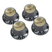 GIBSON Guitar Knobs Top Hat Style Black/Gold Genuine 2V/2T 4 Piece PRMK-020 NEW_1