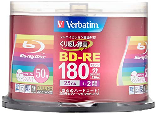 Verbatim Blu-ray Disc 50 pcs Spindle - 25GB 2X BD-RE Rewritable Bluray - Inkjet_3