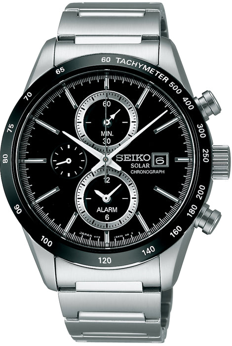 Seiko SPIRIT SBPY119 Elegant Men's Watch CHRONOGRAPH Black Silver StainlessSteel_1