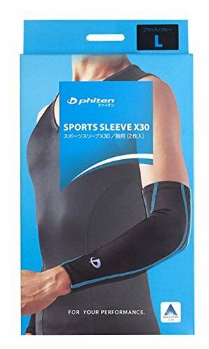 Phiten Sports Sleeve X 30 for 2 arms Black x Blue Lsize NEW from Japan_4
