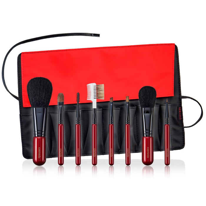 Takumi's Makeup Brush Cosmedo Kumano Makeup Brush Set of 8 pcs Red Case RB-S801_1