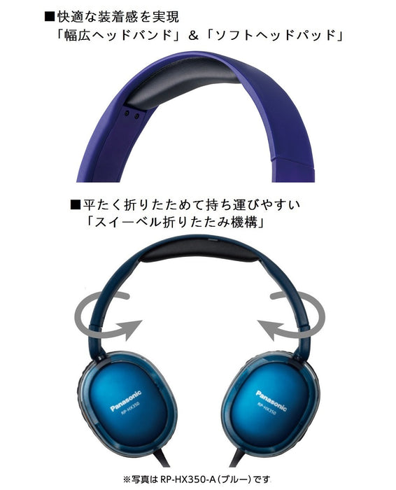 Panasonic Sealed Type Surround Headphone DTS RP-HX350-V Purple Flat Cable 1.2m_3