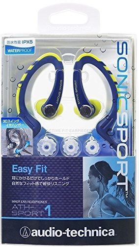 audio-technica ATH-SPORT1 NY In-Ear Headphones Navy Yellow_2