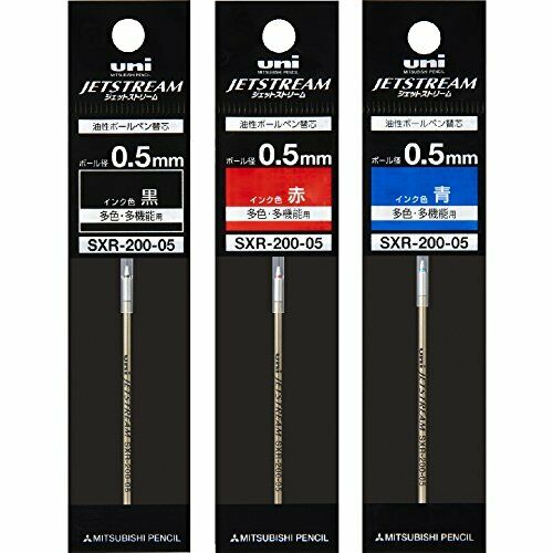Mitsubishi SXR-200-05 0.5mm Refill Ink 3-Pack Black Red Blue for Jetstream Prime_1