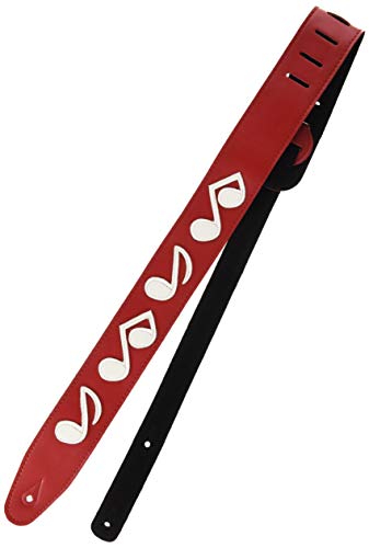 Renegade Guitar Strap Genuine Leather White Note 65mm Red SRV65-RD/WH NEW_1