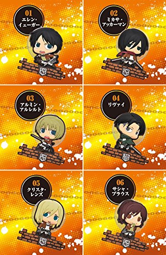 RE-MENT Attack on Titan Chimipeta WAll Hook Set of 6 Full Comp Gashapon toys NEW_2