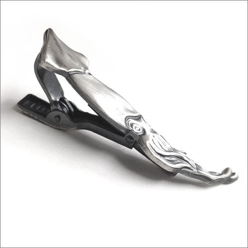ISHOKUYA Fisherman Series Unique Tie pin squid nickel silver 12x52mm Matte NEW_2