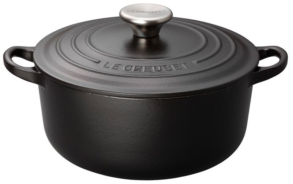 Le Creuset 20cm IH Enamel Pot Cocotte Rondo Matt Black 20xH13.5cm 2.4L NEW_1