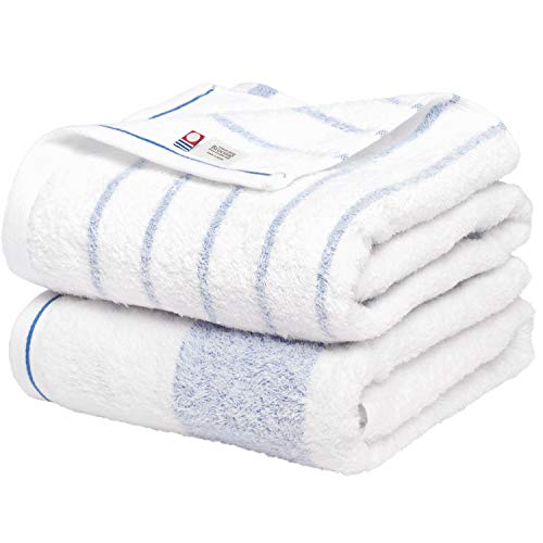 Imabari Towel Certification Natural Blue Border Bath Towel 2 sheets set Cotton_1