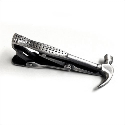 ISHOKUYA unique Tie Clasp Tie Clip hammer Brass Matte Silver Color 20x45mm NEW_2