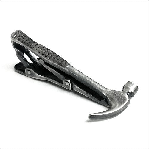 ISHOKUYA unique Tie Clasp Tie Clip hammer Brass Matte Silver Color 20x45mm NEW_3