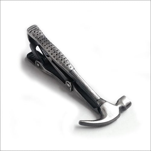 ISHOKUYA unique Tie Clasp Tie Clip hammer Brass Matte Silver Color 20x45mm NEW_5