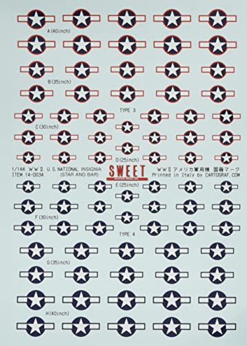 Sweet Decal No.34 Decals WWII U.S. National Insignia For 1/144 Scale Model Kit_1