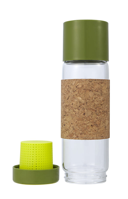 full circle tea time glass travel bottle green 6.7xH24.6cm 562ml Portable 75272_1