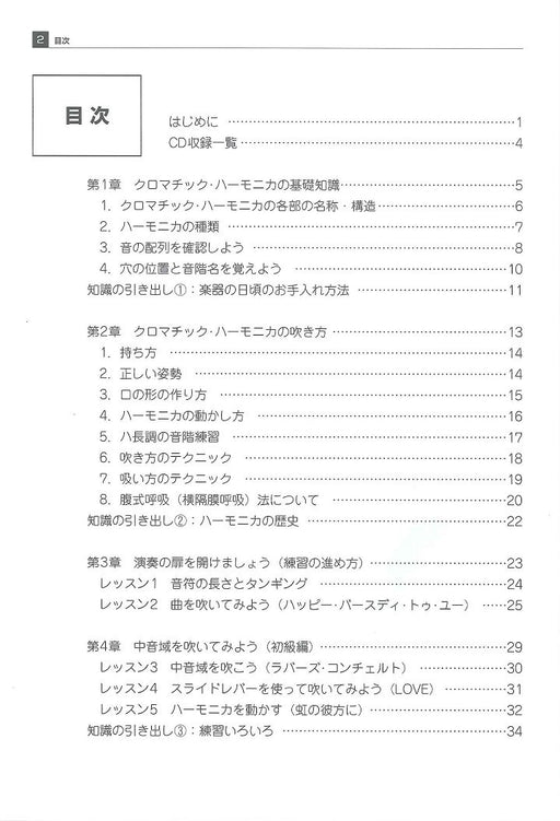 SUZUKI Harmonica Instructional Book with CD START! Chromatic Harmonica (Book)_2