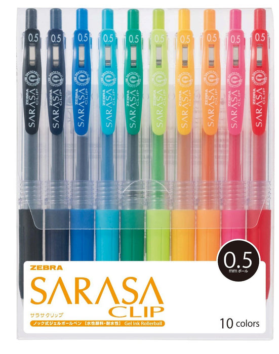 Zebra Sarasa Clip Gel Ink Ballpoint Pen 0.5mm 10Color Set JJ15-10CA blister pack_1