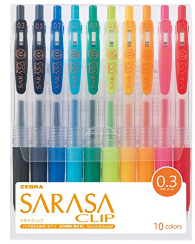 ZEBRA Sarasa Clip Gel Ink Ballpoint Pen 0.3mm 10 Color Pens NEW from Japan_1