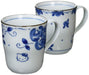 Kaneshotouki Hello Kitty Pair Coffee Mug Blue and White Pottery Blue Rose NEW_1