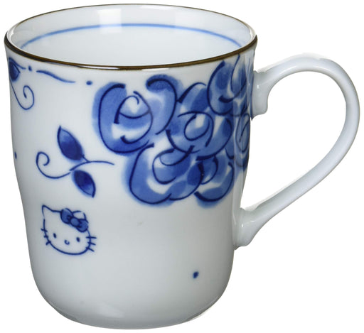 Kaneshotouki Hello Kitty Pair Coffee Mug Blue and White Pottery Blue Rose NEW_2
