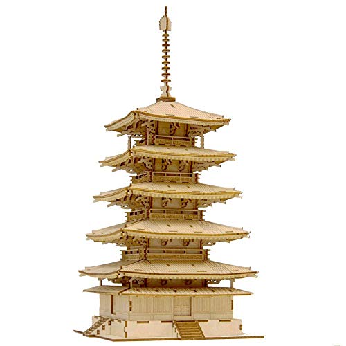 Azone Wooden Art Style Wood Puzzle Kigumi Five Story Pagoda NEW from Japan_1