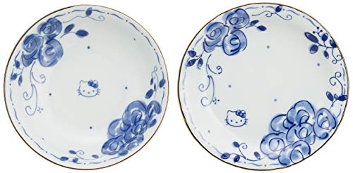 SANRIO Hello Kitty Blue Rose 3 Pair Set Porcelain Bowl 6 ​plate sets in Box NEW_2