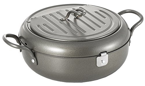 Yoshikawa SJ2135 Tempura pot with lid 22cm made in Japan Iron Baking painting_2