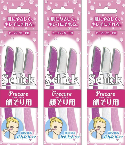 Schick Japan Precare Facial Razor 3 pcs x 3 Packs with safety guard women NEW_1
