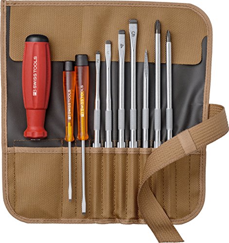 PB SWISS TOOLS 8218TO replacement screwdriver set 9 pcs with Brown Case NEW_1
