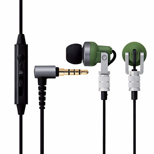 ELECOM EHP-CH3000SGN Hi-Res Stereo In-Ear Headphones Khaki with Microphone NEW_1