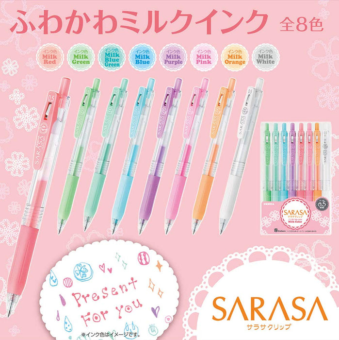 ZEBRA Aqueous Ballpoint Pen SARASA Clip Milk JJ15-8C-MK 0.5mm Set of 8 Colors_2