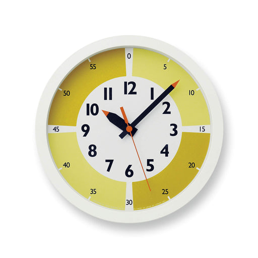 Lemnos Wall Clock fun pun clock with Color! YD15-01 YE Analog Yellow Kids NEW_1