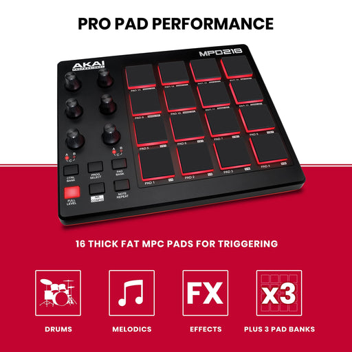AKAI MPD218 Feature-Packed Highly Playable Pad Controller USB Bus Power NEW_2