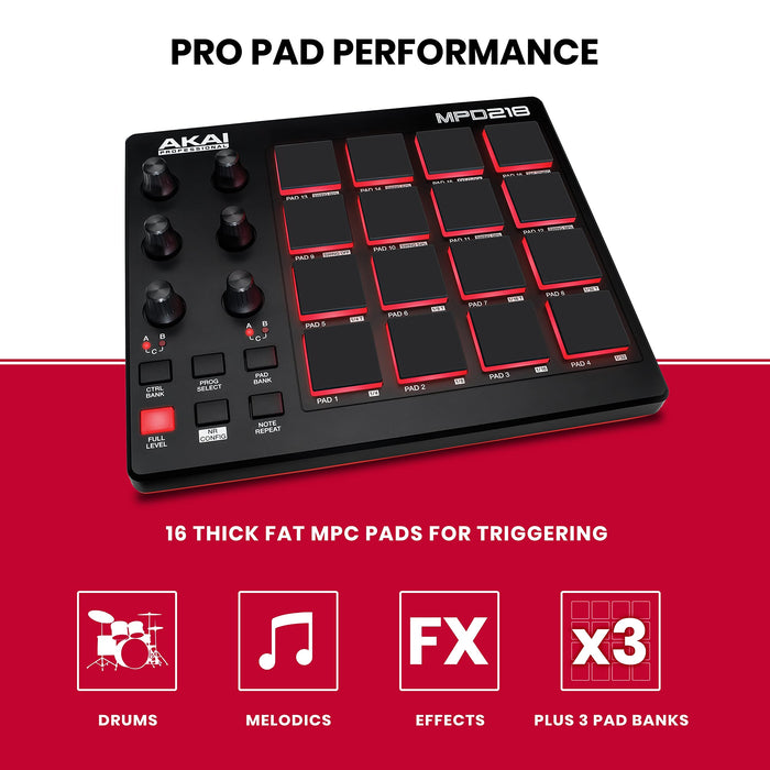 AKAI MPD218 Feature-Packed Highly Playable Pad Controller USB Bus Power NEW_2