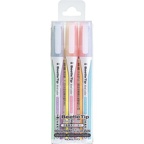 KOKUYO Beetle Tip Dual Color Highlighter 3 Pacs (PM-L313-3S) NEW from Japan_1