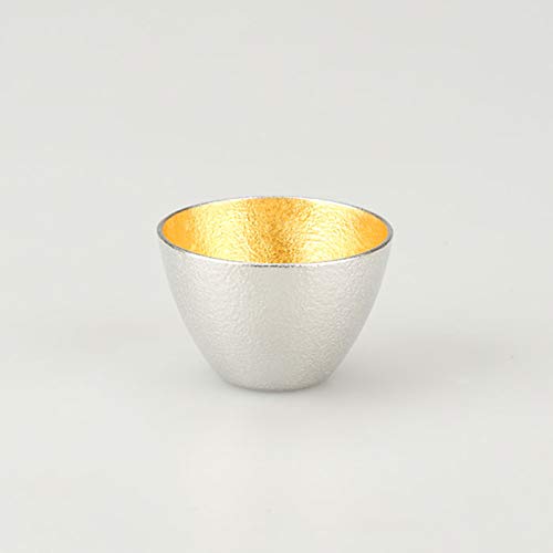 NOUSAKU Made in Japan Pure Tin Sake Cup Guinomi Gold Leaf Inside (P6.2 x H4.3cm)_1