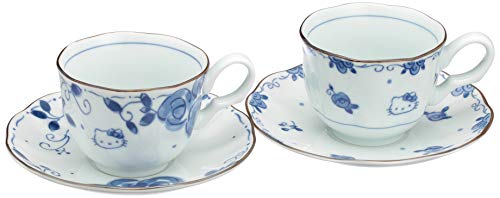 Hello Kitty Tea pair set Cup And Saucer Blue Rose (Blue and white porcelain) Box_1