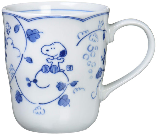 Kanesho Snoopy Indigo Karakusa Mug 9.46oz Grape 630134 with Wooden Gift Box NEW_1