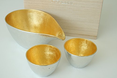 Nousaku gold leaf Liquor set (Sake Decanter x 1, Sake cup × 2) NEW from Japan_4
