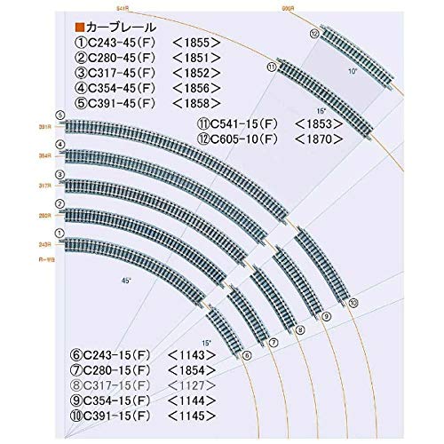 Tomix N Gauge 18513 Radius 45 Curve Track C280-45 4 Pieces set Model Railroad_3