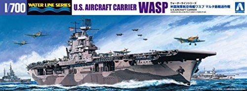 Aoshima U.S. Aircraft Carrier WASP Transport Strategy Malta Plastic Model Kit_2