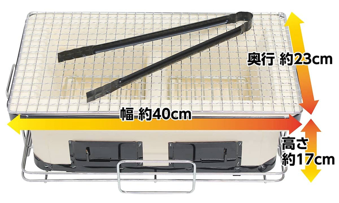 HIBACHI Style Yakitori Charcoal Stove Grill Shichirin w/tongs, net OF-7RK NEW_2