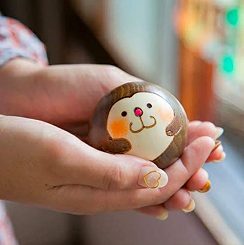 Usaburo-saku Japanese Kokeshi Wooden Doll Monkey shake and roll W5.5xH5xw5.5cm_4