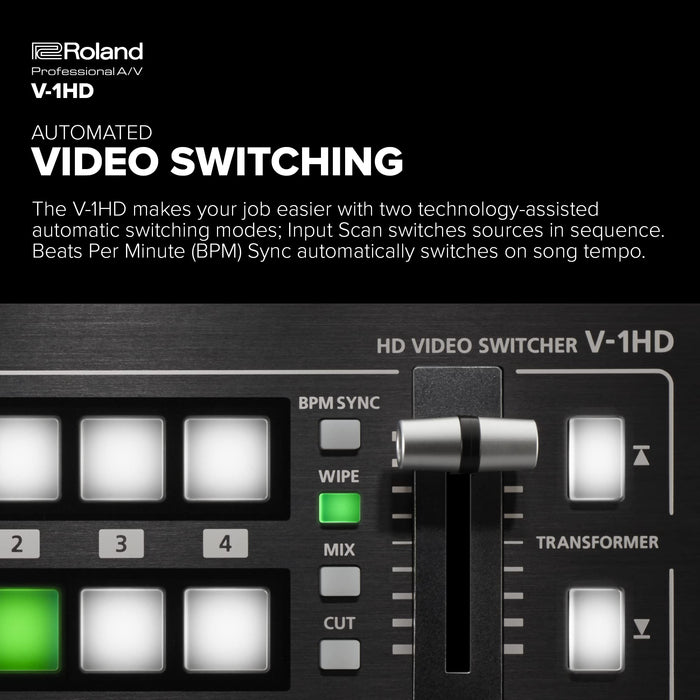 Roland V-1HD HD 4 HDMI Input Video Switcher w Built-In 12 Channel Audio Mixer_3