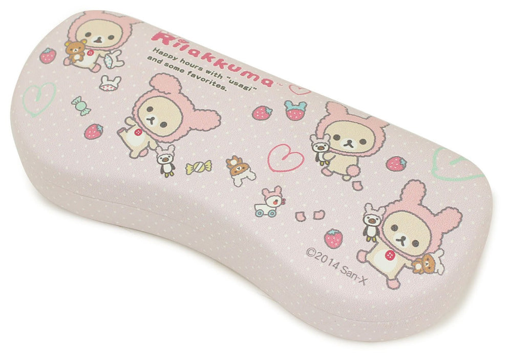 Pearl Glasses Case Rilakkuma Let's play with rabbit Hard Magnetic Polka Dot NEW_1