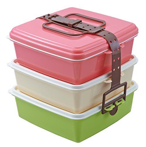 T-world Colors stack type picnic case square type (large) 3 stage pink 4004 NEW_1
